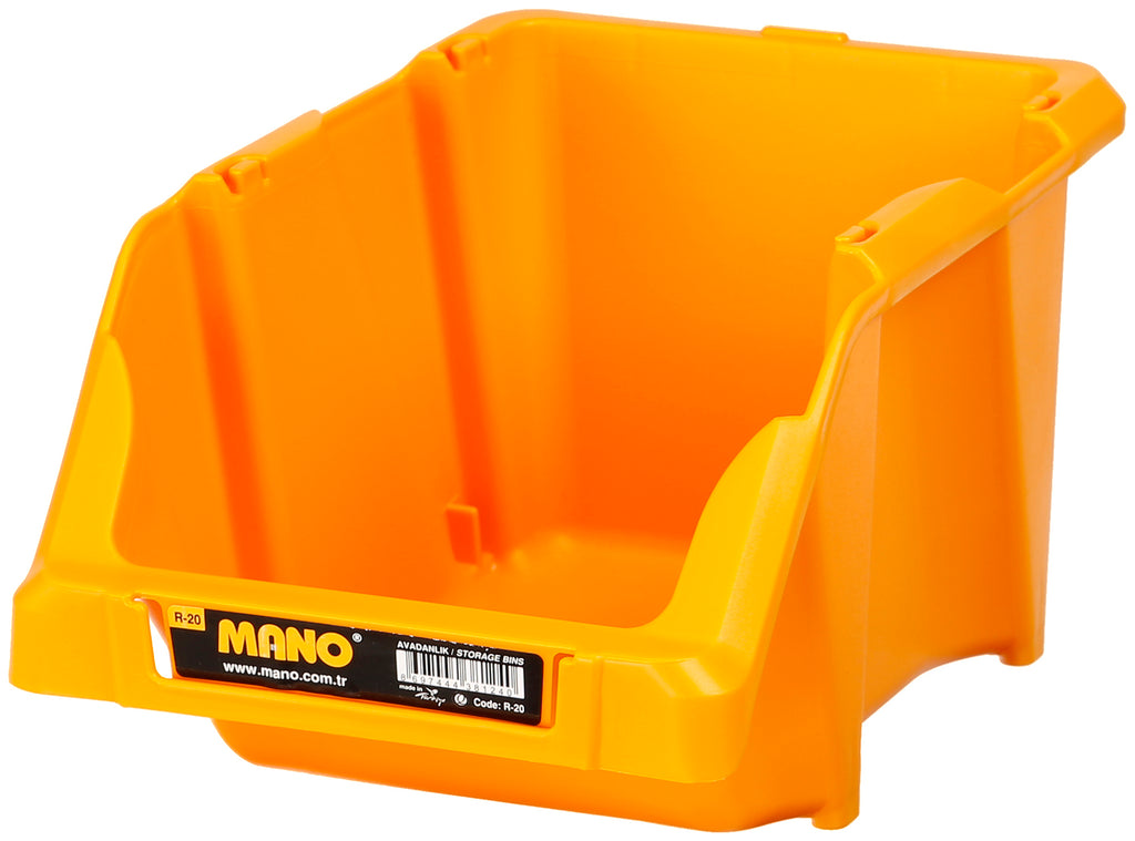 صندوق تخزين بلاستيك مفتوح لون اصفر رقم 20 مقاس 152×245×122مم ماركة مانو صناعة تركي