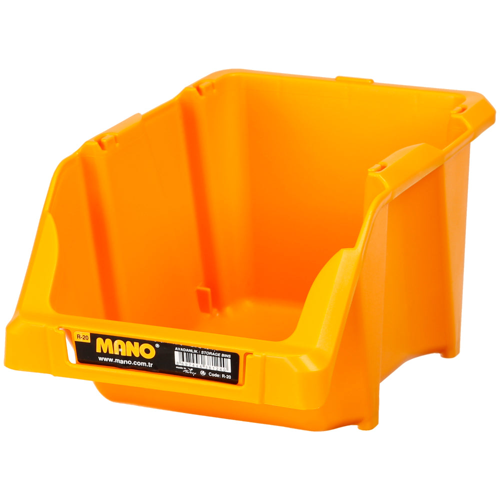 صندوق تخزين بلاستيك مفتوح لون اصفر رقم 20 مقاس 152×245×122مم ماركة مانو صناعة تركي