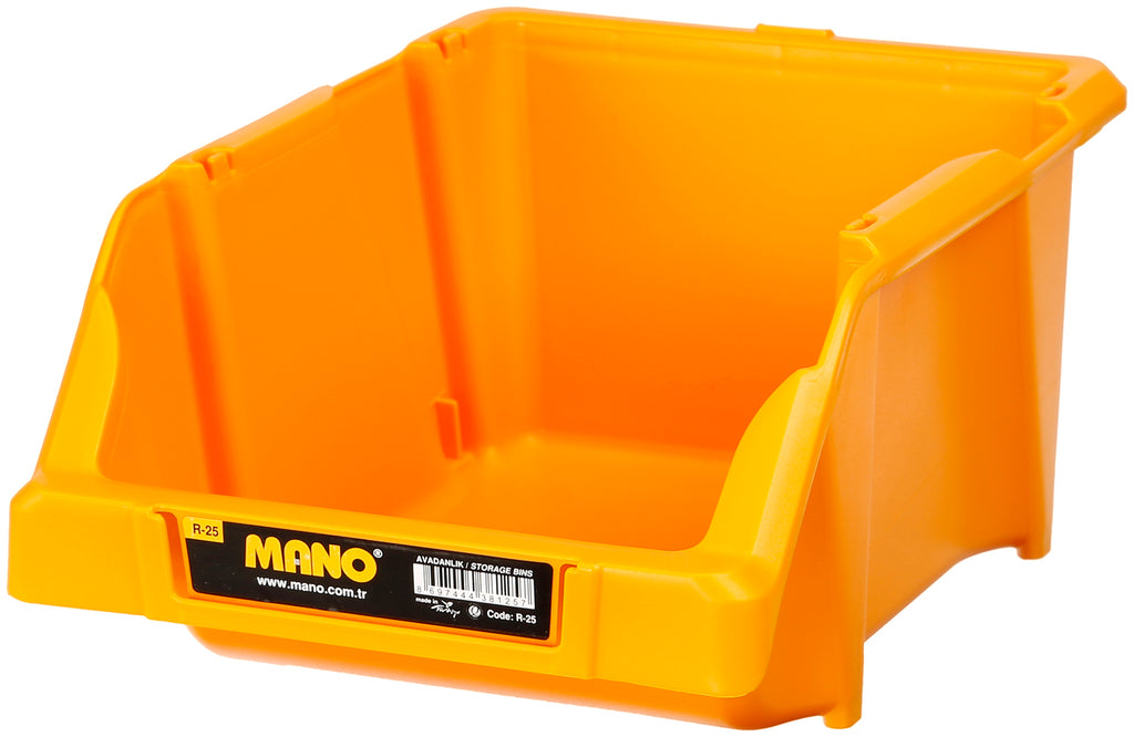 صندوق تخزين بلاستيك مفتوح لون اصفر رقم 25 مقاس 200×300×130 مم ماركة مانو صناعة تركي