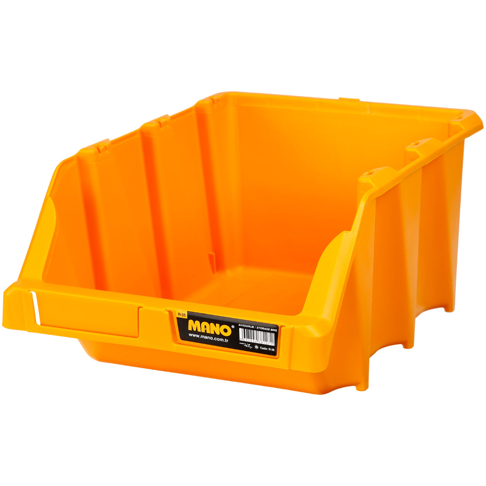 صندوق تخزين بلاستيك مفتوح لون اصفر رقم 30 مقاس 217×360×155 مم ماركة مانو صناعة تركي