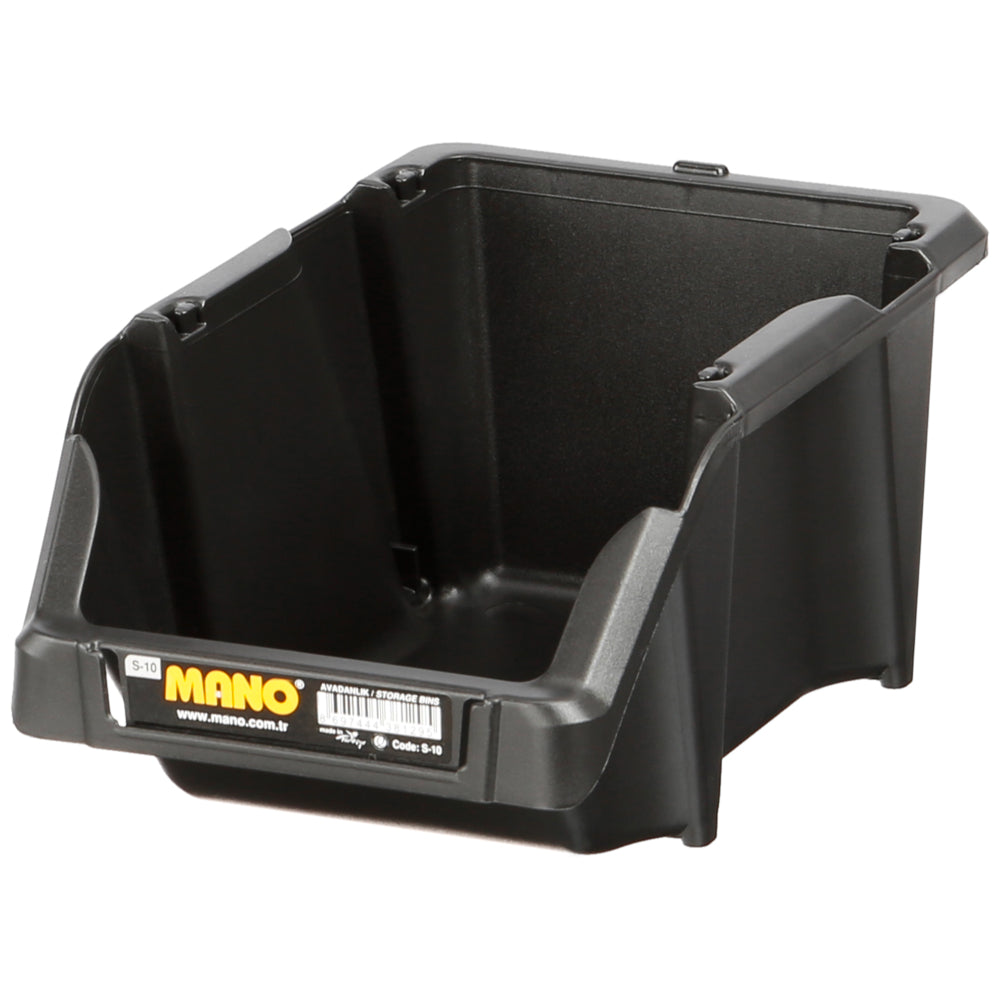 صندوق تخزين بلاستيك مفتوح لون اسود رقم 10 مقاس 103×165×75 مم ماركة مانو صناعة تركي