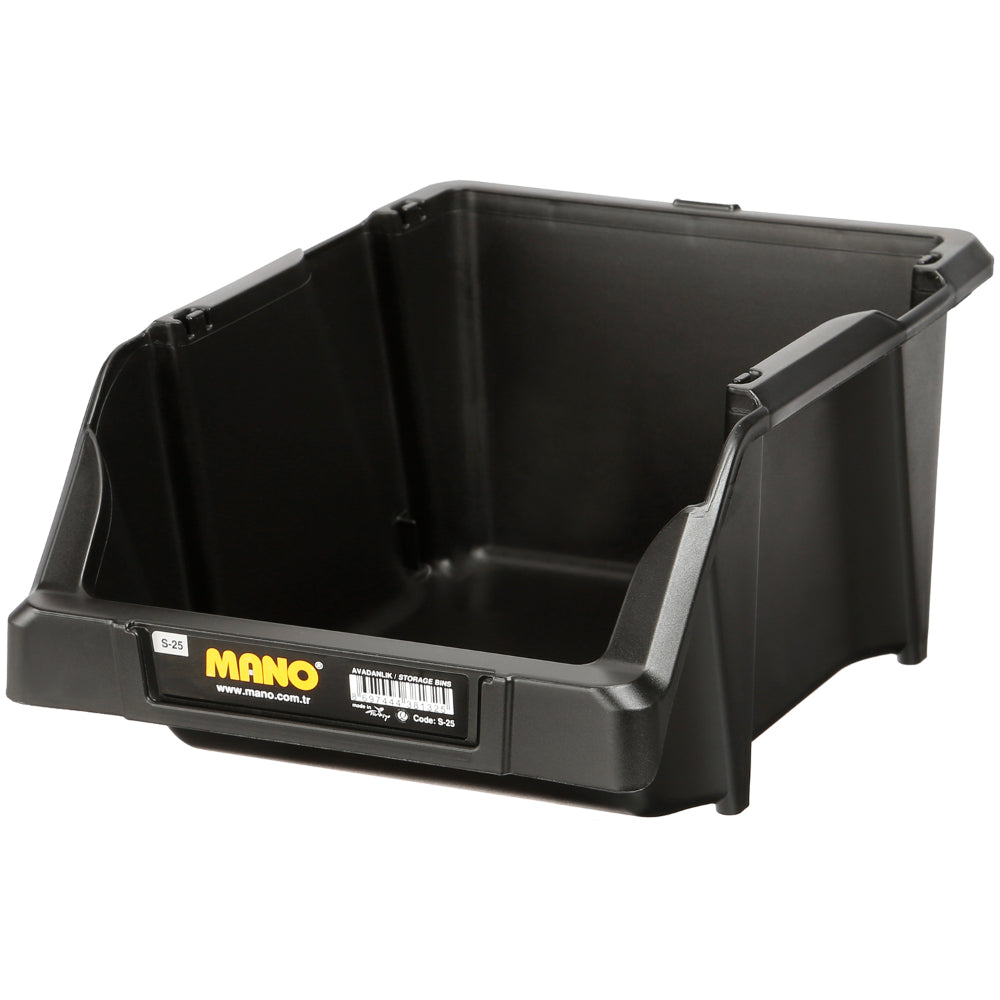 صندوق تخزين بلاستيك مفتوح لون اسود رقم 25 مقاس 200×300×130 مم ماركة مانو صناعة تركي