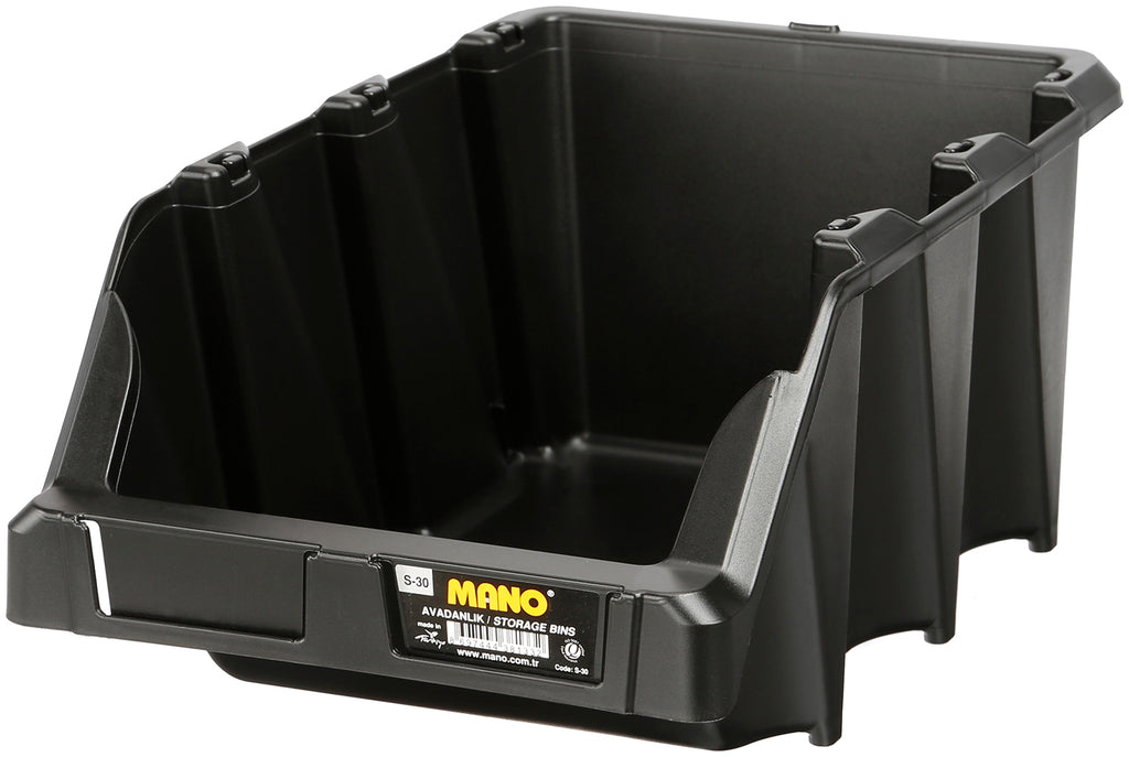صندوق تخزين بلاستيك مفتوح لون اسود رقم 30 مقاس 217×360×155 مم ماركة مانو صناعة تركي