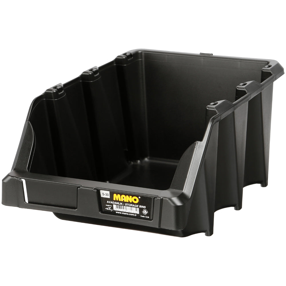 صندوق تخزين بلاستيك مفتوح لون اسود رقم 30 مقاس 217×360×155 مم ماركة مانو صناعة تركي