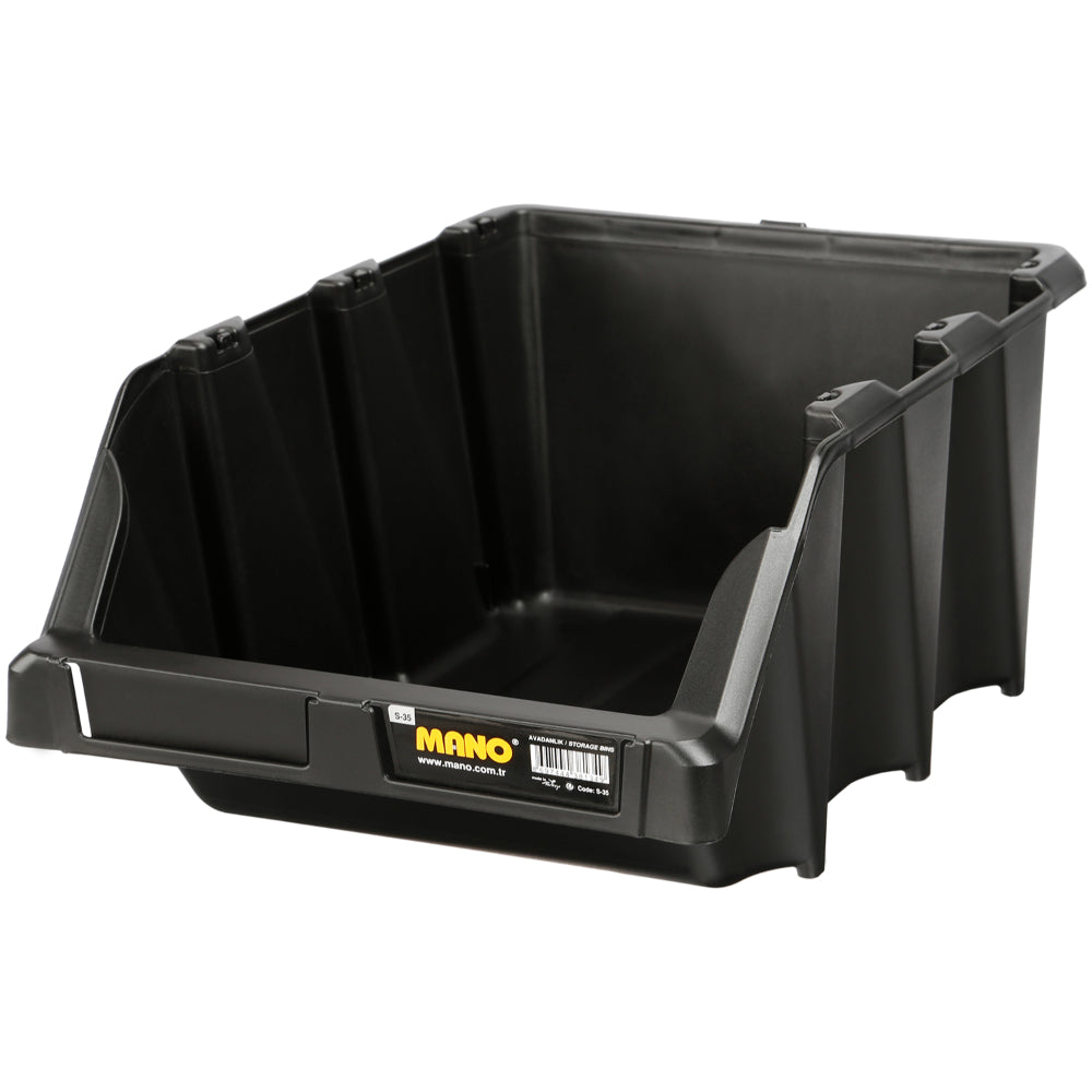 صندوق تخزين بلاستيك مفتوح لون اسود رقم 35 مقاس 265×420×177 مم ماركة مانو صناعة تركي
