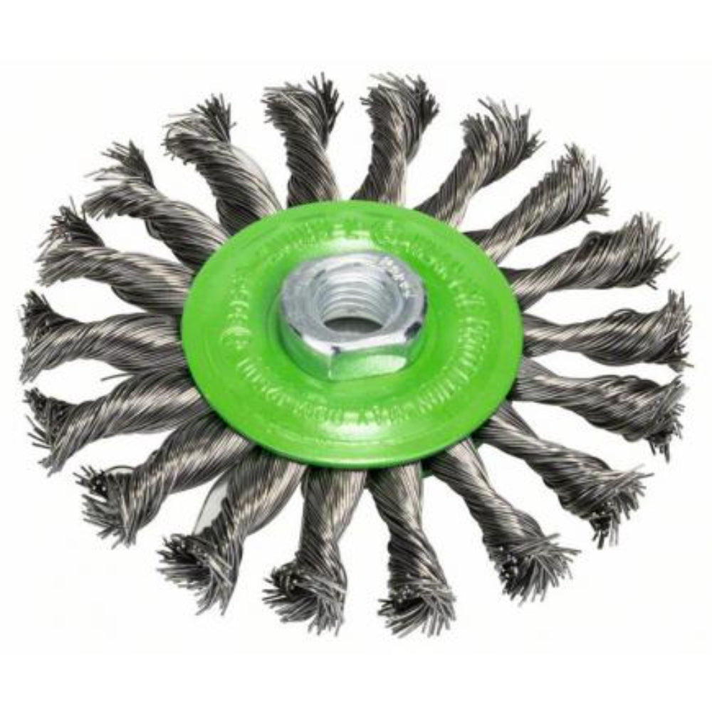 2608622106 PRO M 14 Wire Wheel St. 115mm Knotted for Inox    فرشة سلك طبق مجدولة 115 مم مستقيمة للانوكس