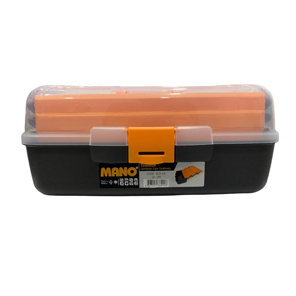 شنطة بلاستيك بادراج داخلية منزلقة 41 سم برتقالي غطاء شفاف مانو - eTawredat