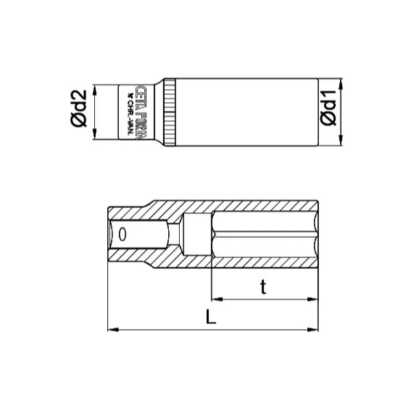 لقمه مسدسه طويله 3/8   16 مم  C14-H16
