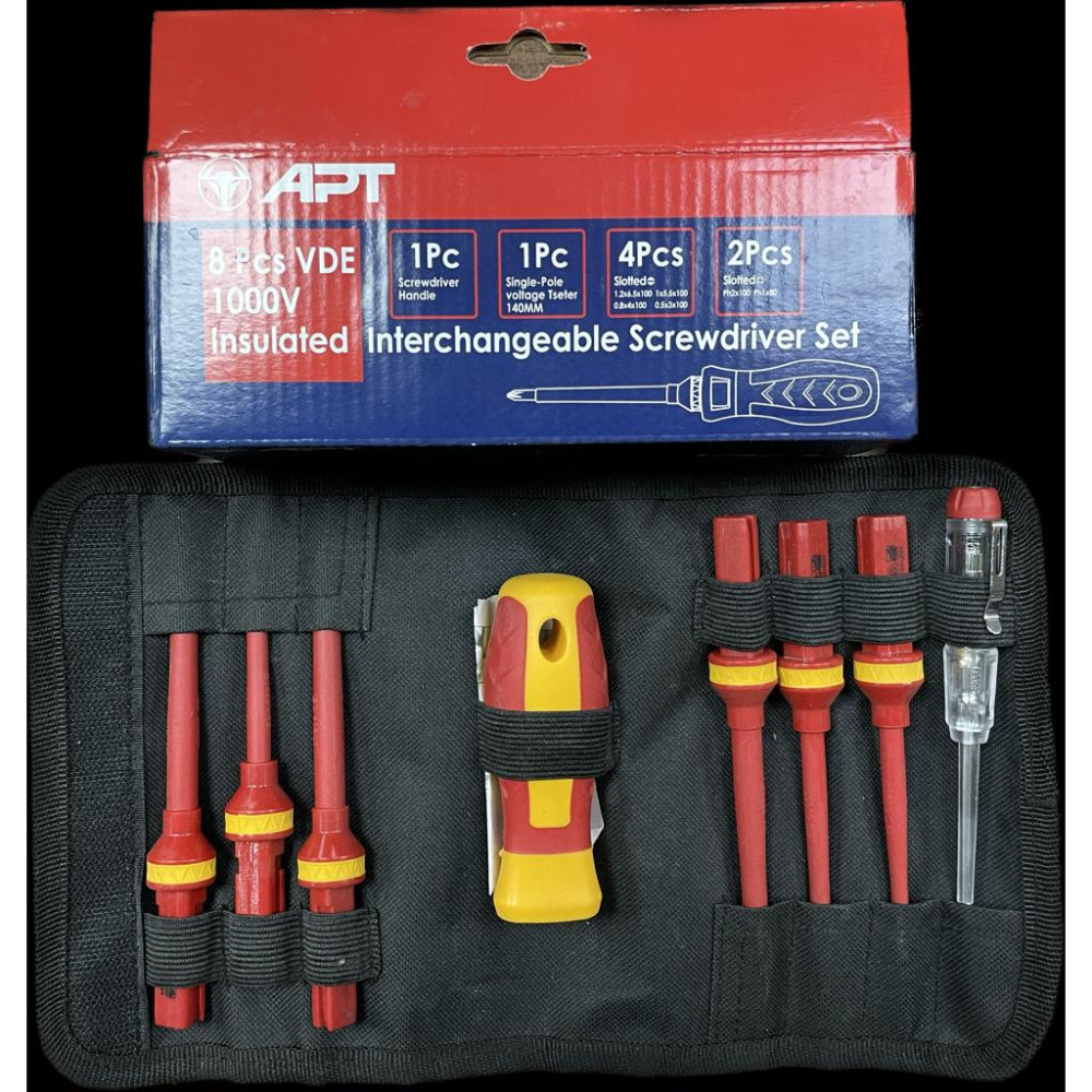 طقم 6 مفكات عازل 1000ف+يدمتغير +مفك تيست جيب 8قطع – eTawredat